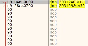 See this nops? they allow us to waste more bytes to patch the instruction, also if the first instruction needed more bytes we wouldn’t be able to patch it